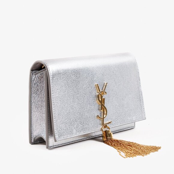 Saint Laurent Silver Leather Kate Tassel Crossbody Bag - Picture 2 of 13